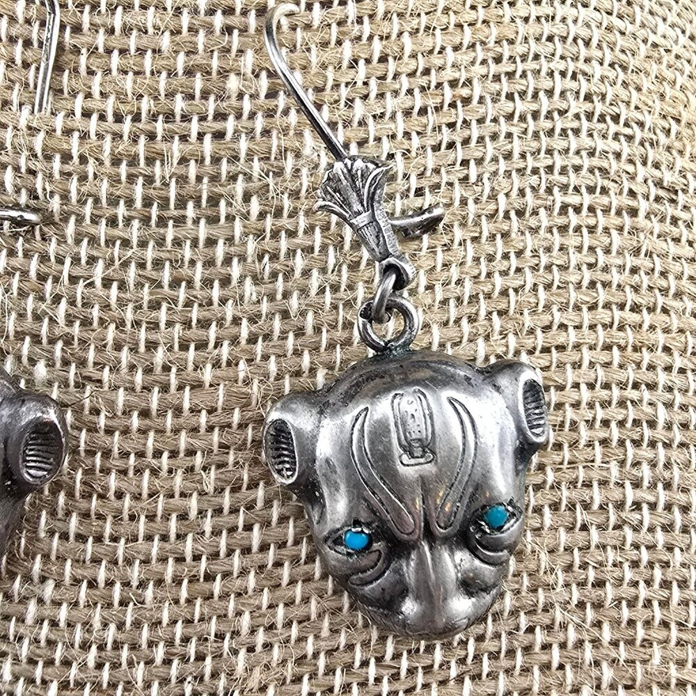 Sterling Silver Egyptian Sekhmet Bastet Cat Earrings Marked - Picture 10 of 10